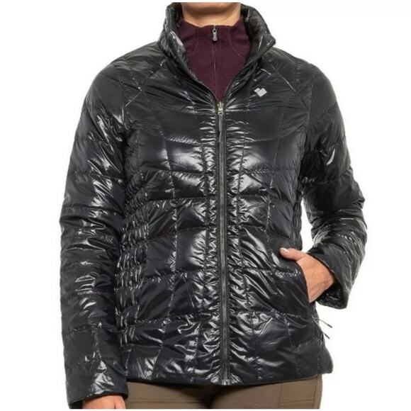 OBERMEYER Down Jacket Womens Size Small Coat Puffy Puffer Black Winter Light - Picture 1 of 16